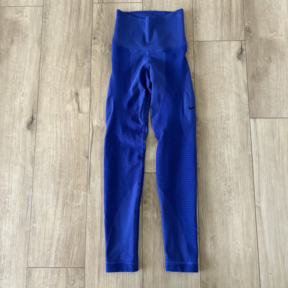 Nike Womens Royal Blue Dri Fit Zoned Sculpt Training Yoga Leggings XS 743688